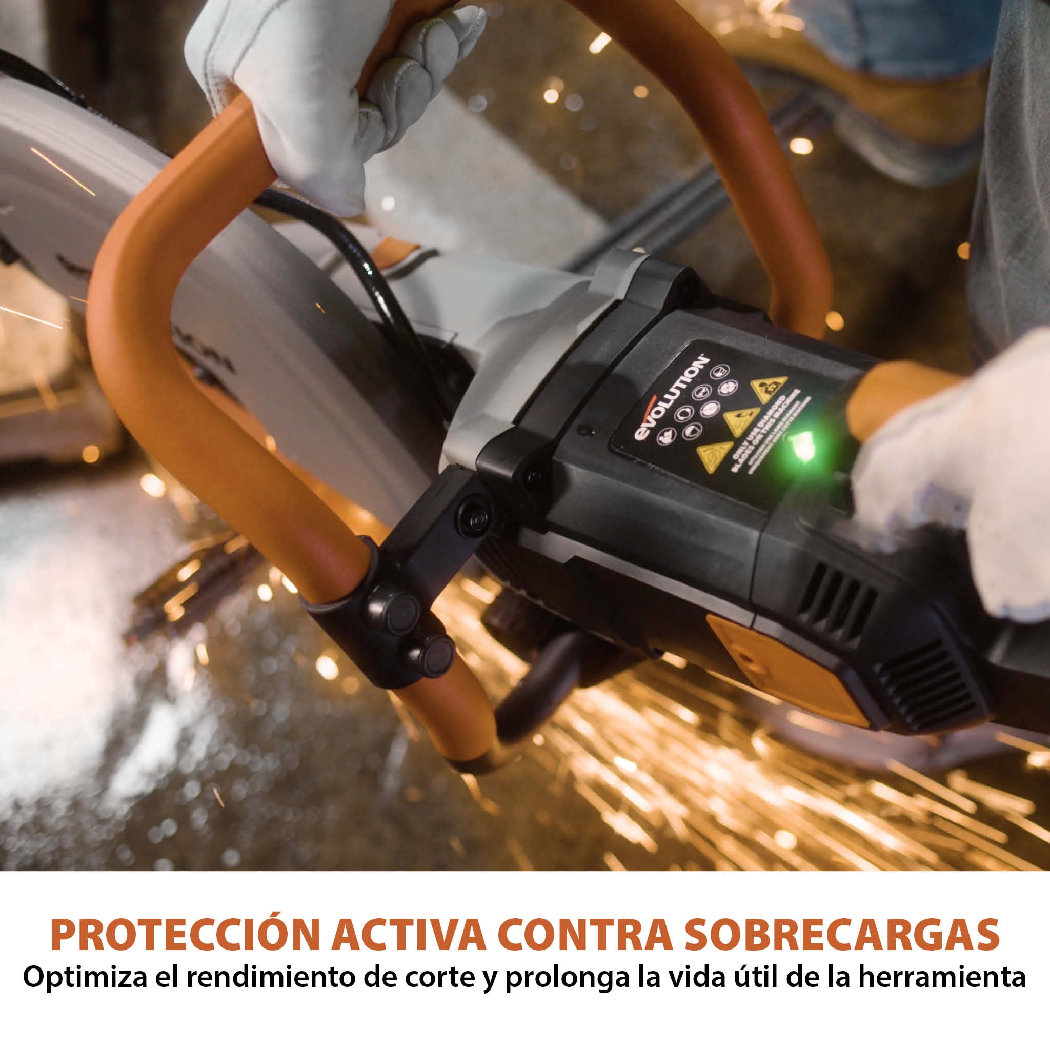 Sierra de Hormigón Eléctrica R350DCT+ de Evolution de 350 mm con sistema anti-polvo y disco diamantado premium