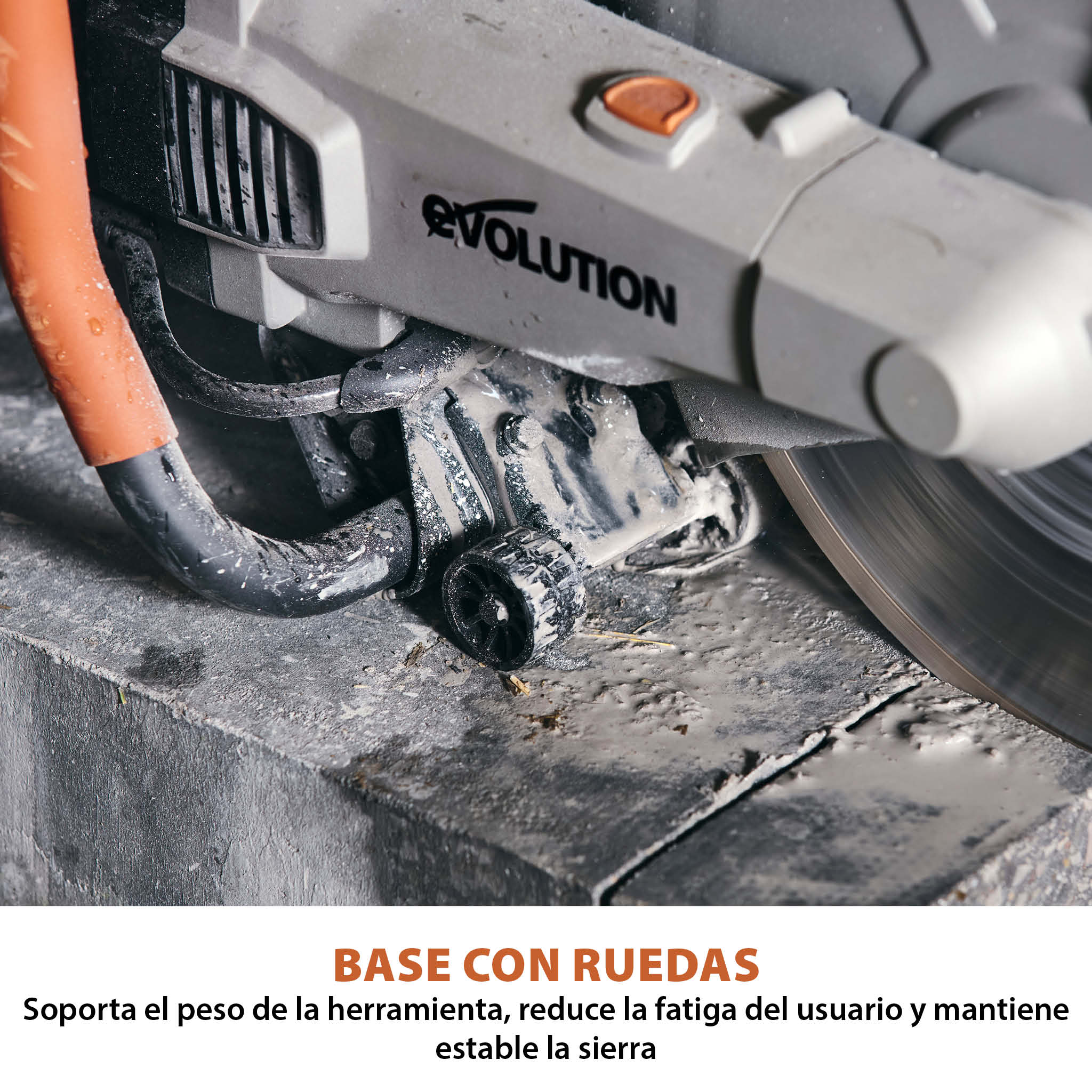 Sierra de Hormigón Eléctrica R350DCT+ de Evolution de 350 mm con sistema anti-polvo y disco diamantado premium