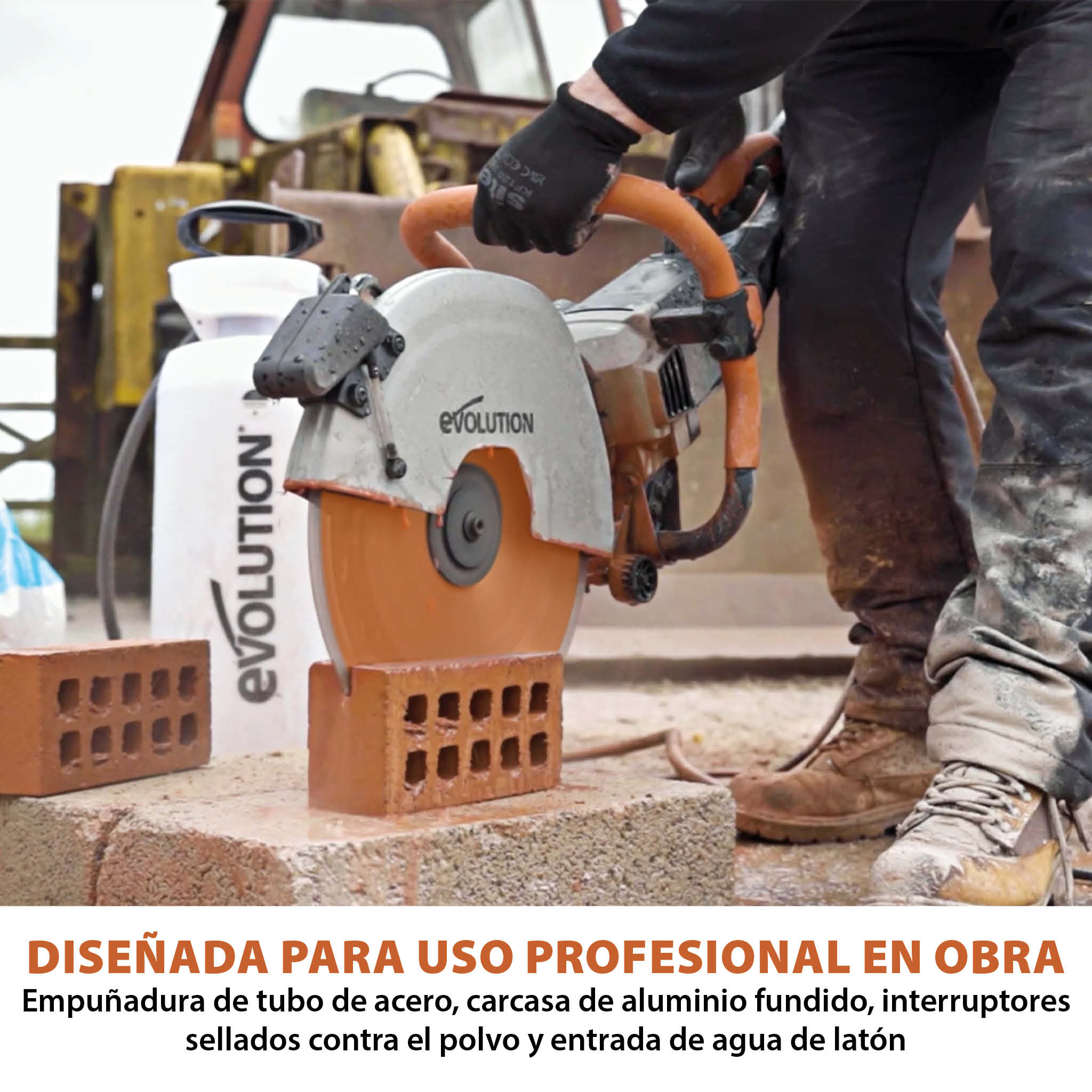 Sierra de Hormigón Eléctrica R350DCT+ de Evolution de 350 mm con sistema anti-polvo y disco diamantado premium