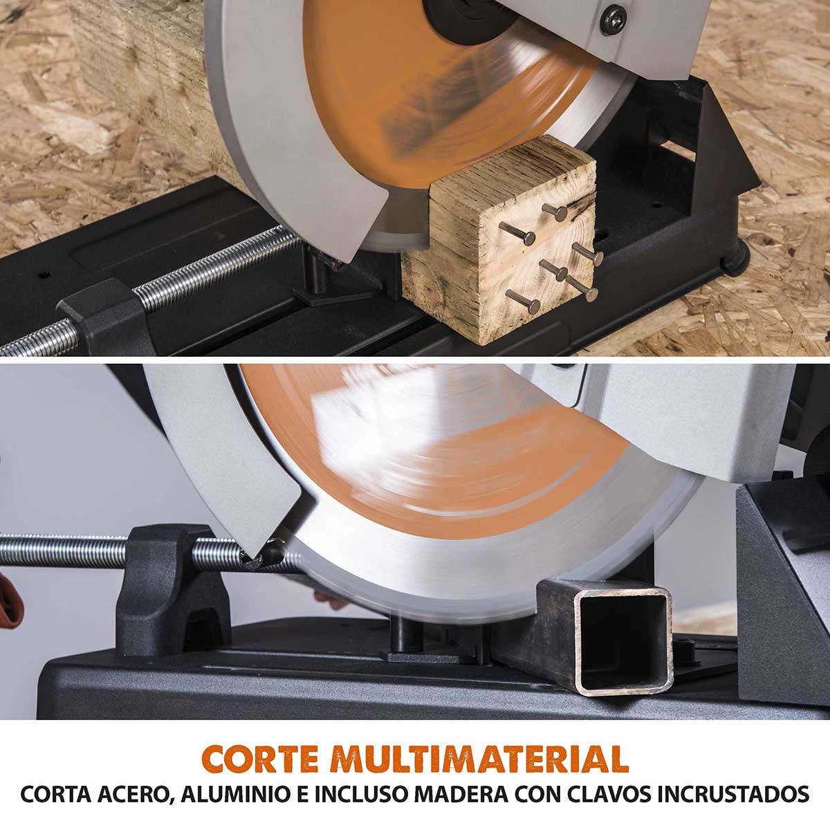 Pack Evolution - Sierra de Corte R355CPS de 355 mm con Hoja Multi-material TCT + Soporte