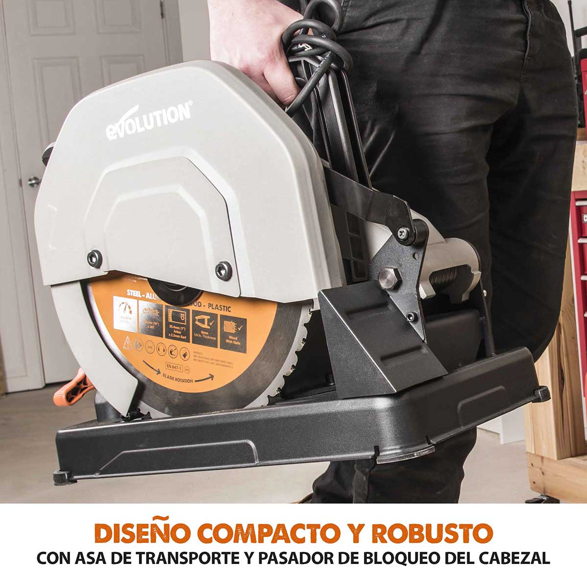 Pack Evolution - Sierra de Corte R355CPS de 355 mm con Hoja Multi-material TCT + Soporte