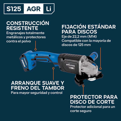 Amoladora angular inalámbrica S125AGR-Li de 125mm – sin escobillas de 18V para cortar metal