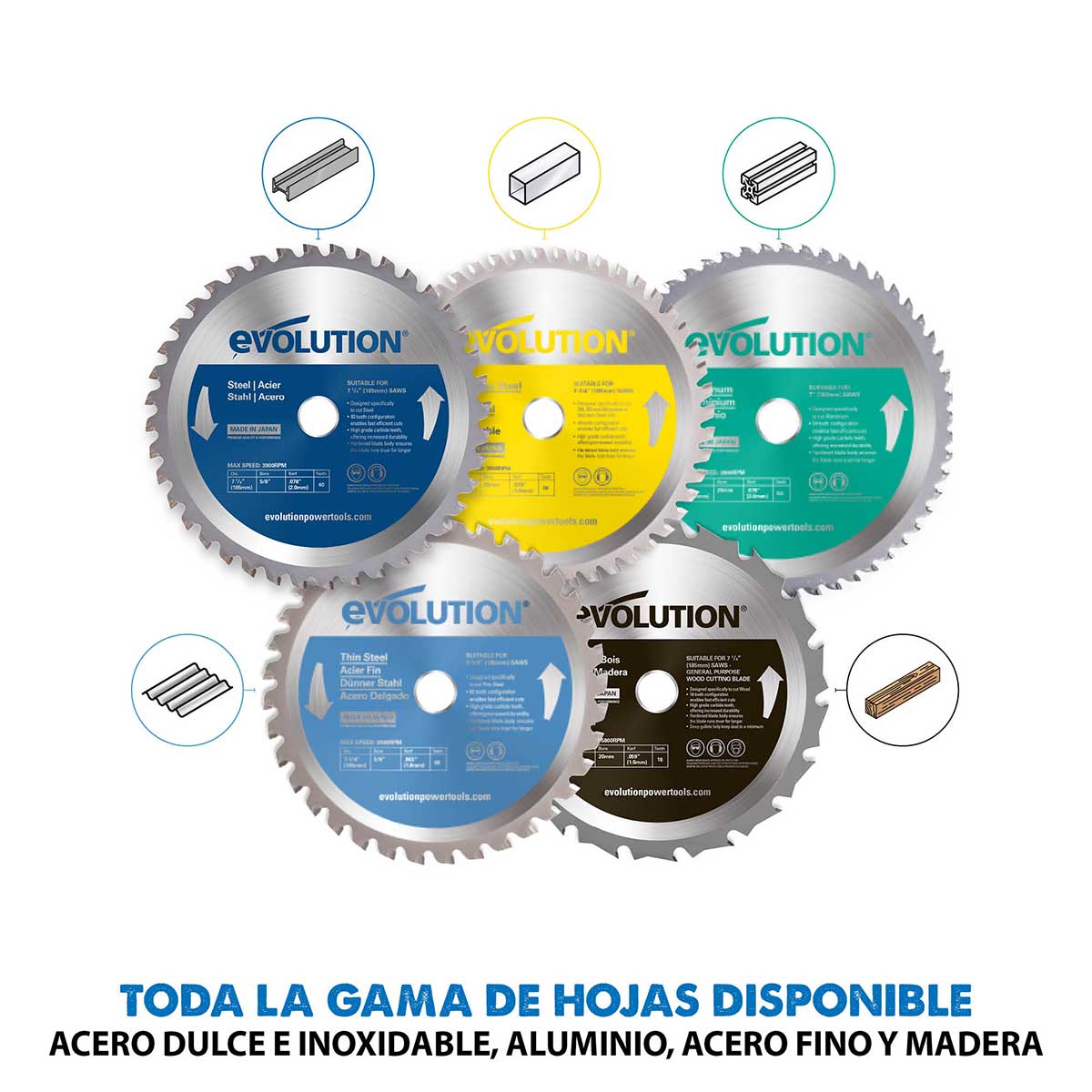 Sierra circular Evolution S185CCSL de 185 mm para el corte de metal