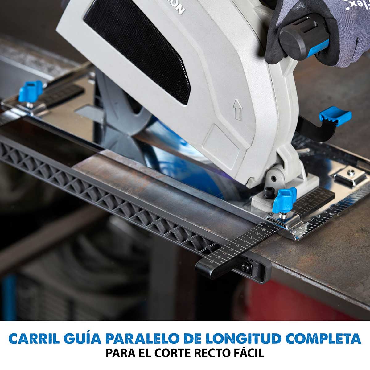 Pack Evolution - Sierra Circular S210CCS Evolution de 210mm para el Corte de Metal con Guía de Corte de 1,4 m