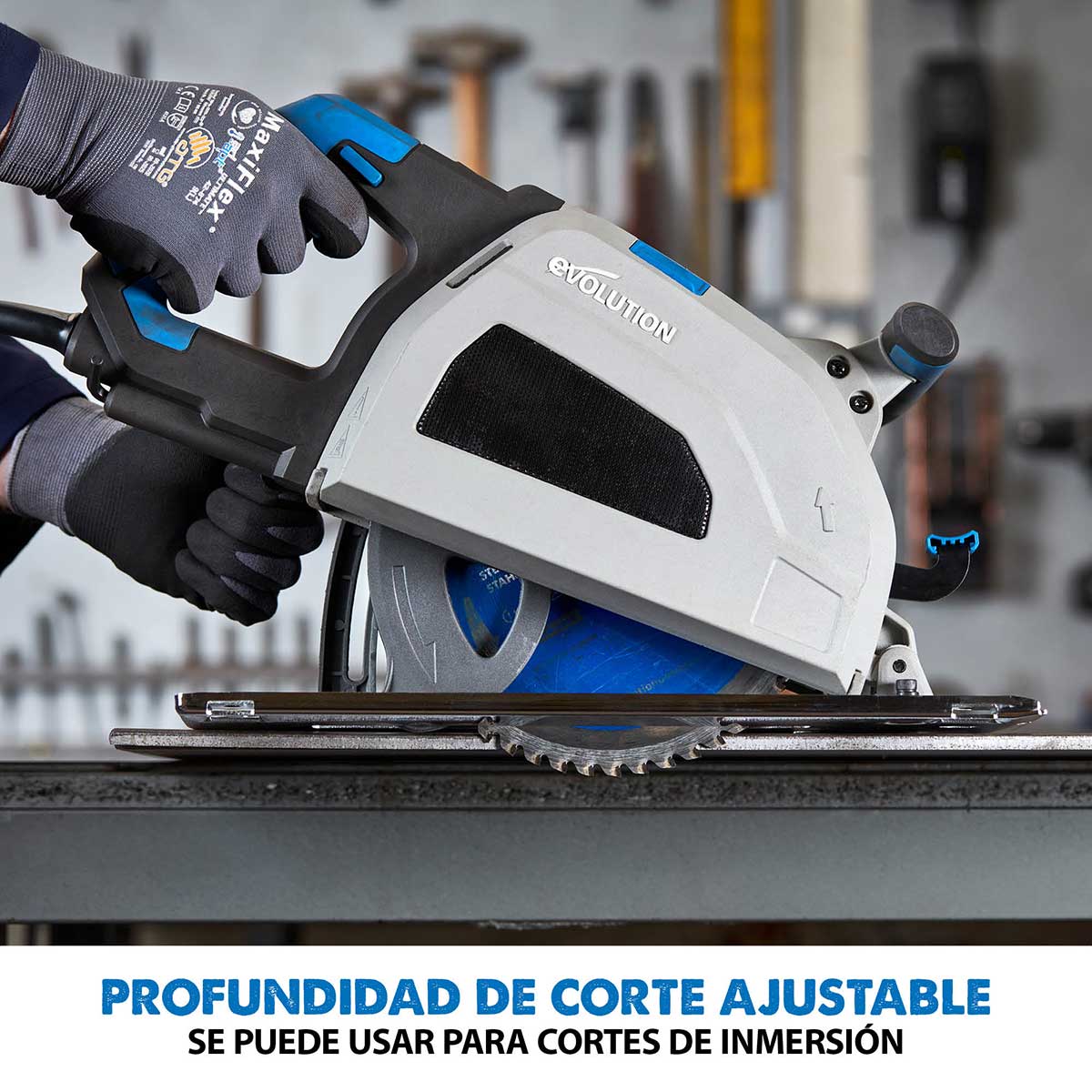 Pack Evolution - Sierra circular S210CCS de 210mm para corte de metal con Guía de Corte de 2,8 m