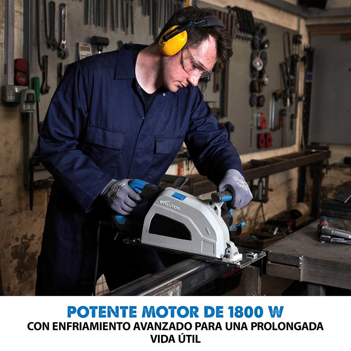 Pack Evolution - Sierra circular S210CCS de 210mm para corte de metal con Guía de Corte de 2,8 m