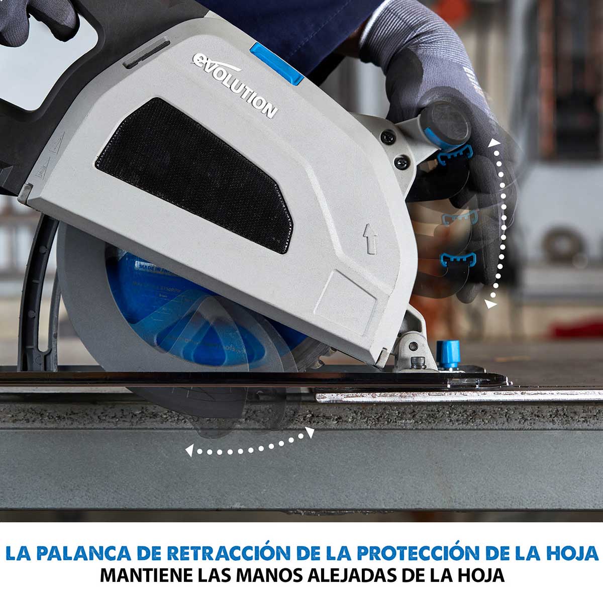 Pack Evolution - Sierra Circular S210CCS Evolution de 210mm para el Corte de Metal con Guía de Corte de 1,4 m