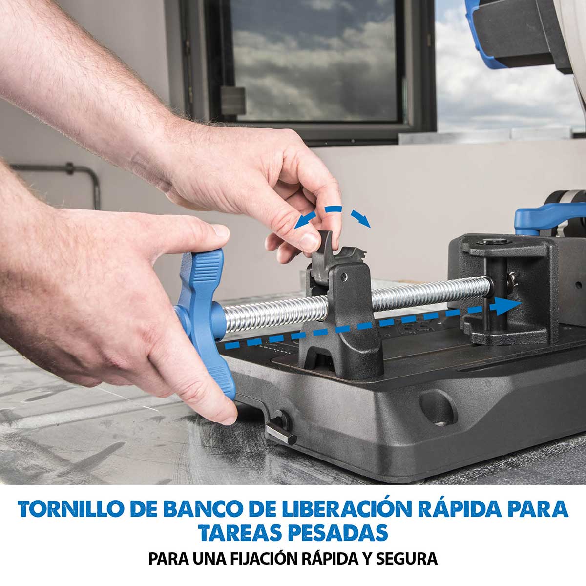 Pack Evolution - Sierra de Corte / Tronzadora S355CPS Evolution de 355mm para Corte de Metal + Soporte Universal