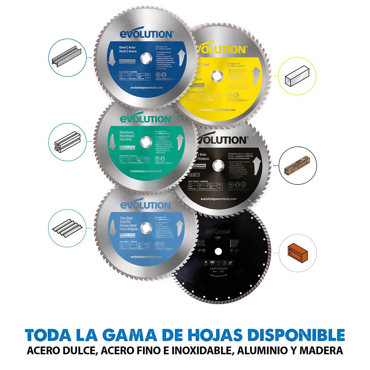 Pack Evolution - Sierra de Corte / Tronzadora S355CPS Evolution de 355mm para Corte de Metal + Soporte Universal