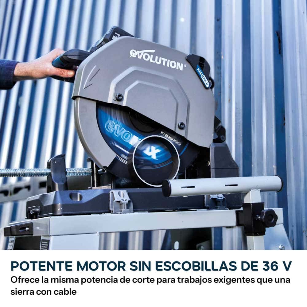 Sierra de corte inalámbrica de 355mm S355CPS-Li para cortar metales, con motor sin escobillas de 36V y hoja EvoMax