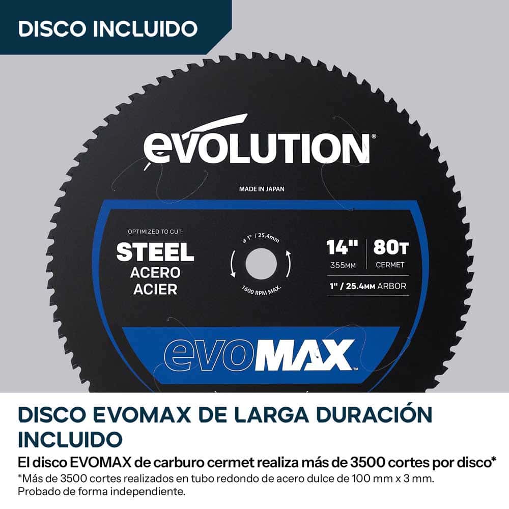 Sierra de corte de metal de 355mm S355CPS Gen 2 con hoja EvoMax y tecnología de motor inteligente