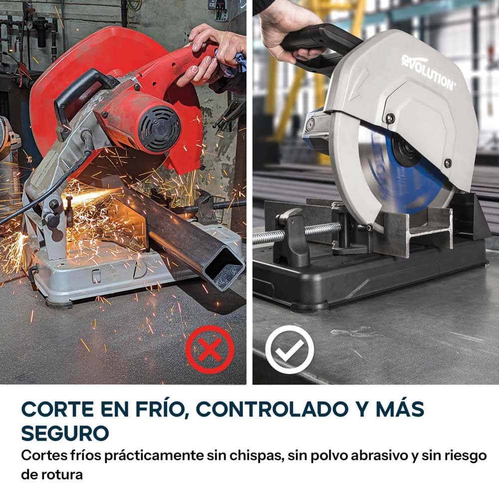Sierra de corte de metal de 355mm con hoja de TCT para acero | S355CPSL