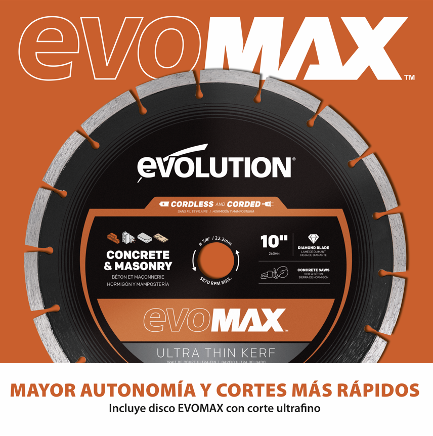 Sierra de hormigón inalámbrica R260DCT-Li de 260 mm con supresión automática de polvo por agua y disco diamantado premium de corte ultrafino