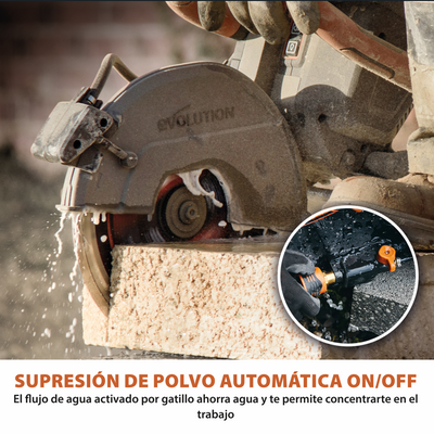 Sierra de hormigón inalámbrica R260DCT-Li de 260 mm con supresión automática de polvo por agua y disco diamantado premium de corte ultrafino