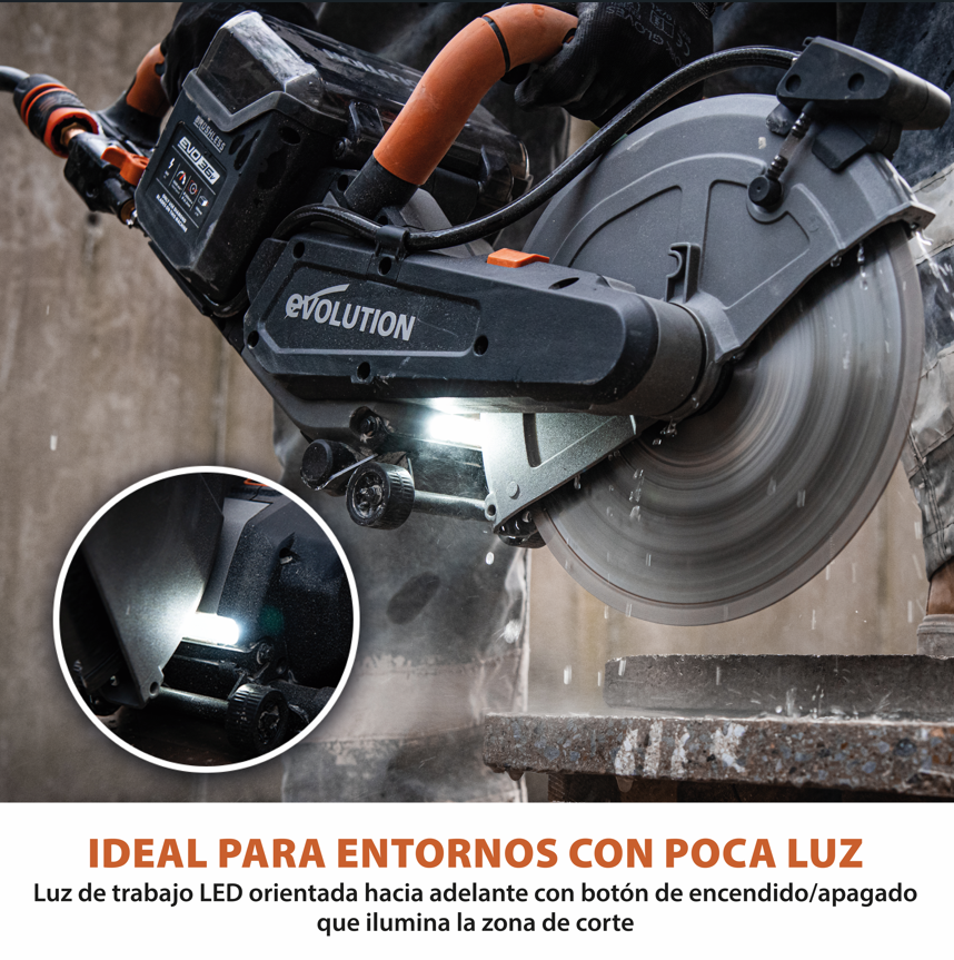 Sierra de hormigón inalámbrica R260DCT-Li de 260 mm con supresión automática de polvo por agua y disco diamantado premium de corte ultrafino