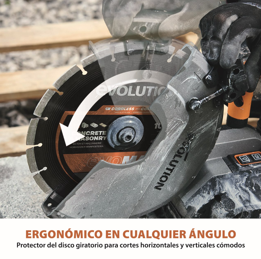 Sierra de hormigón inalámbrica R260DCT-Li de 260 mm con supresión automática de polvo por agua y disco diamantado premium de corte ultrafino