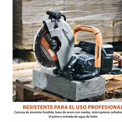 Sierra de hormigón inalámbrica R260DCT-Li de 260 mm con supresión automática de polvo por agua y disco diamantado premium de corte ultrafino