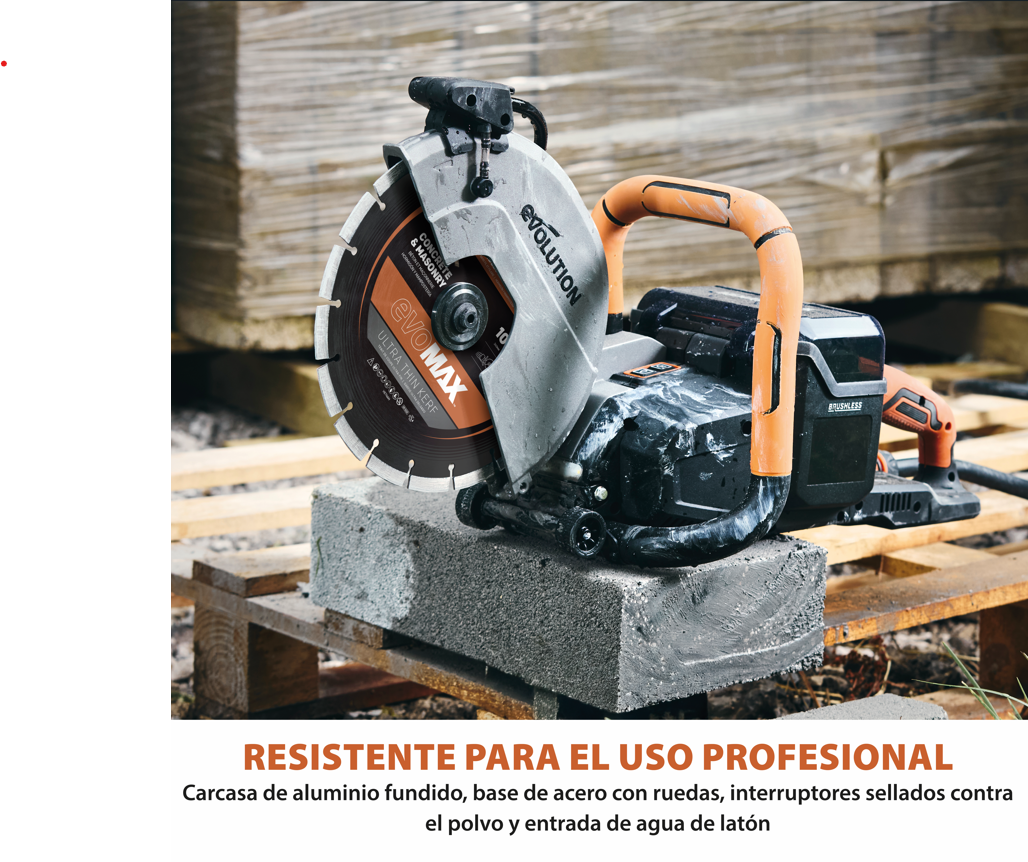 Sierra de hormigón inalámbrica R260DCT-Li de 260 mm con supresión automática de polvo por agua y disco diamantado premium de corte ultrafino