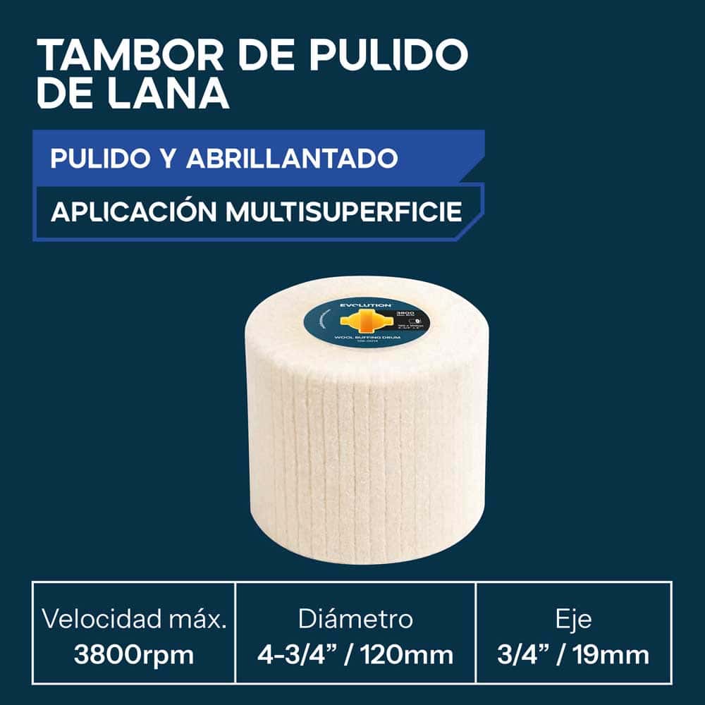 Tambor de pulido de lana para herramientas de satinadora a bateria | Pulido y acabado