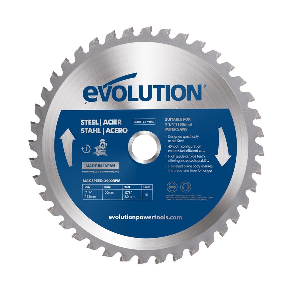 Disco TCT para Ingletadora Evolution de 185 mm, 40 dientes, Agujero de 20 mm para Acero