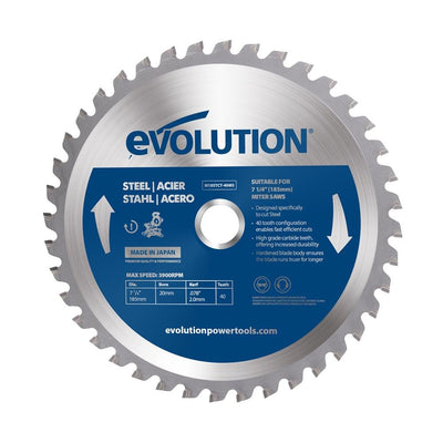 Disco TCT para Ingletadora Evolution de 185 mm, 40 dientes, Agujero de 20 mm para Acero