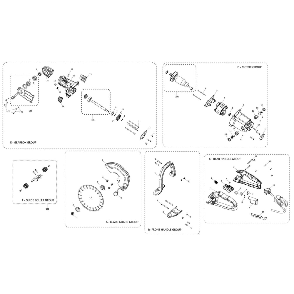 Evolution R255DCT Cortadora de disco / sierra para hormigón Repuestos