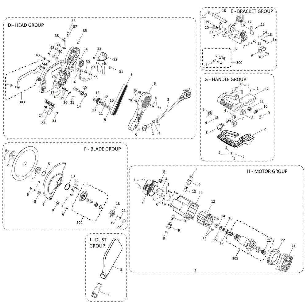 Evolution R255SMS-DB Ingletadora telescópica Repuestos (Cabezal)