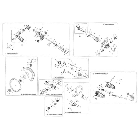 Evolution R350DCT Cortadora de disco / sierra para hormigón Repuestos