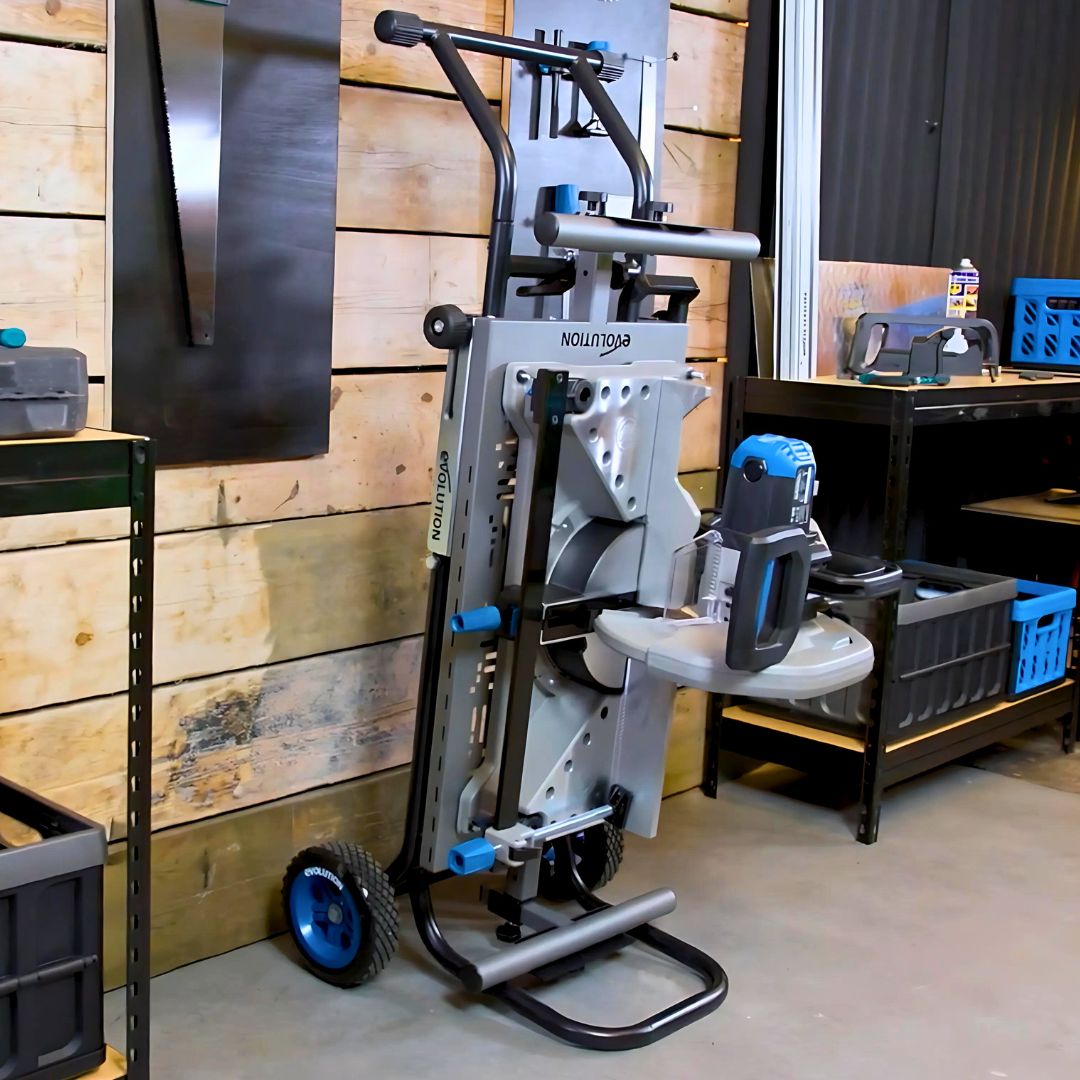 Soporte con ruedas MCSSTAND Evolution para la tronzadora e ingletadora S355MCS con elevación asistida